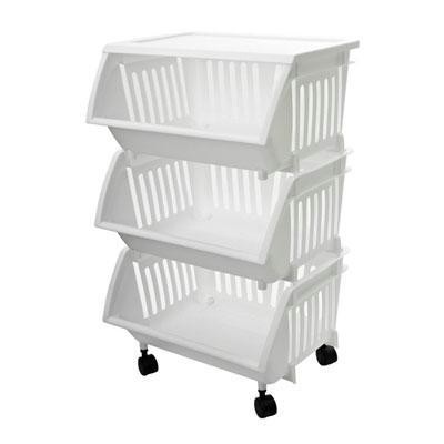 Three Tier Mobile Cart White