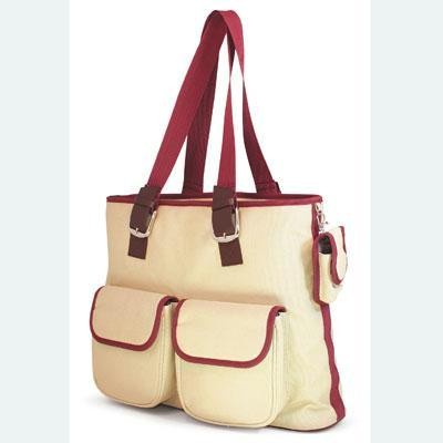 Canvas Tote White/Burgundy FD