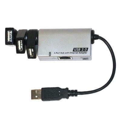 USB 2.0 3-port Hub w&#47; Ethernet