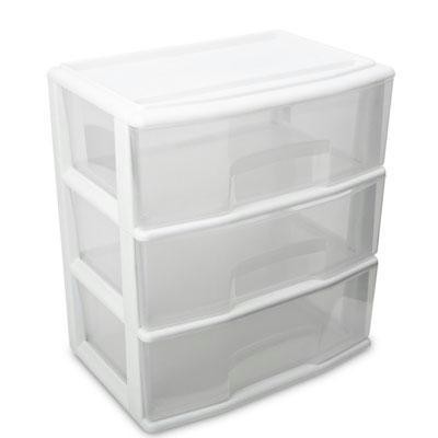 Large Three Drawer Cart White