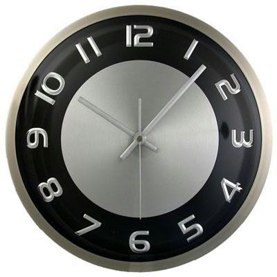 11.5" Black, Silver Wall Clock