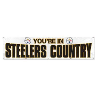 Steelers 8ft X 2ft Banner Wh