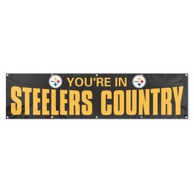 Steelers 8ft X 2ft Banner Bk