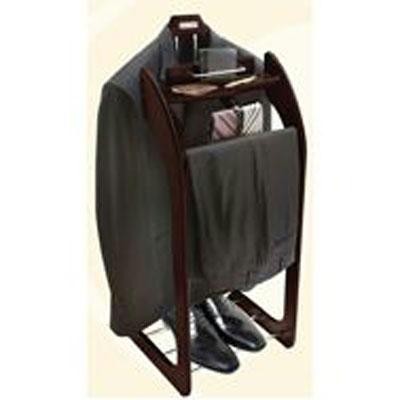 Dark Wood Clothes Valet Stand