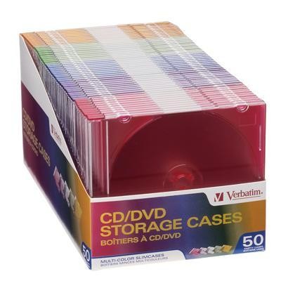 Color CD/DVD Slim Cases 50 Pac