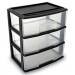 Large Three Drawer Cart Black