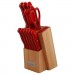 12pc Knife Block Set Red